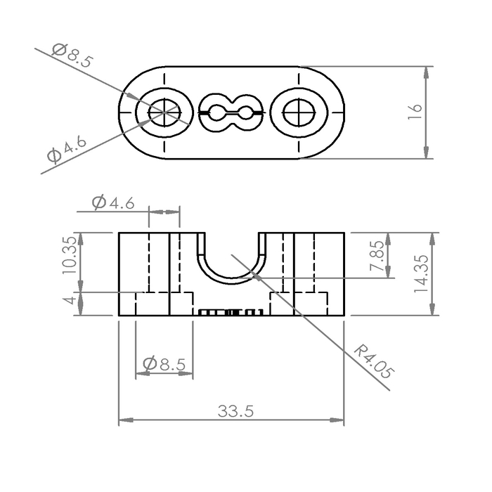 Shaft support for 8mm shaft - 3DP